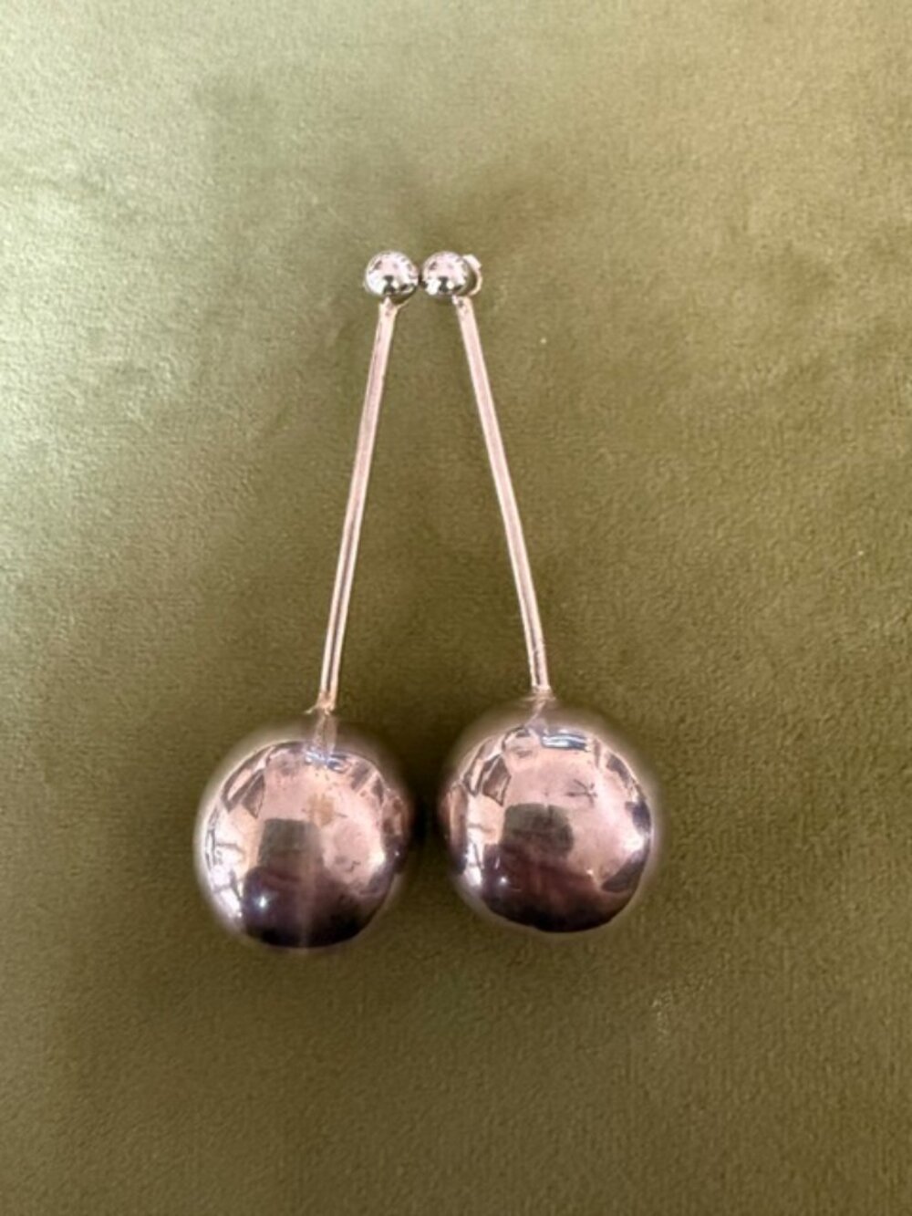 vintage sterling silver large ball earrings